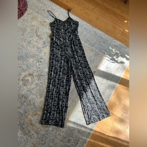 Black and white pant romper